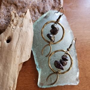 Last 1!! Dragon Blood Jasper Stone x Wishbone Earrings